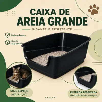 Foto do anúncio: Caixa De Areia Grande Com Borda Alta Para Gato