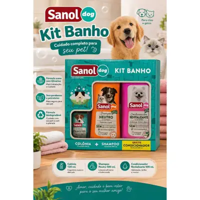 Foto do anúncio: Kit Banho Sanol Dog Shampoo + Condicionador 500ml + Colônia Grátis 120ml