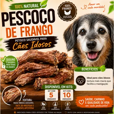 Foto do anúncio: Pescoço de Frango Desidratado Petisco 100% Natural para Cães Idosos