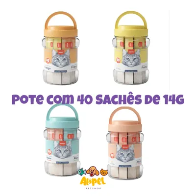 Foto do anúncio: Petisco para Gatos Wanpy Creamy Sabor Frango 560g | Pote com 40 Sachês de 14g