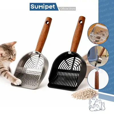 Foto do anúncio: Pá Higiênica para Gatos em Aço Inox 304 com Cabo de Madeira para Caixa
