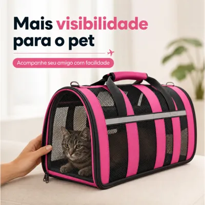 Foto do anúncio: Bolsa Pet Dobrável para Transporte de Gatos e Cachorros Pequenos com Tela Respirável, Zíper, Alças e 3 Tamanhos para