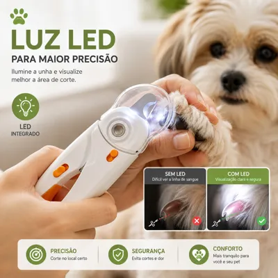 Foto do anúncio: Alicate Cortador de Unha Pet Luz LED para Cães e Gatos Lixa Embutida Anti-Resíduos