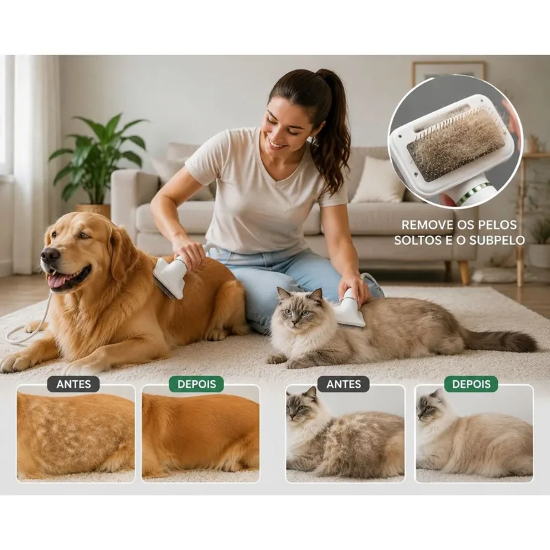 Foto do anúncio: Secador pet com escova e pente 2 em 1