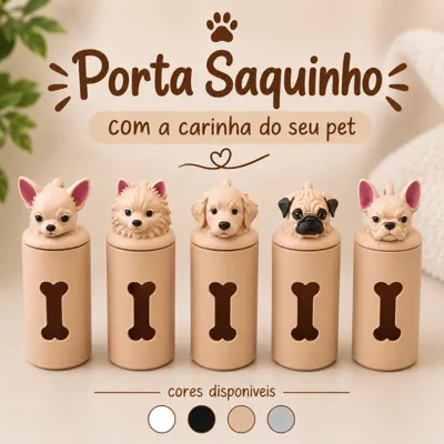 Foto do anúncio: Porta Saquinho Higiênico para Cachorro Dispenser Cata Caca | Seu Pet Personalizado | Passeio Pet