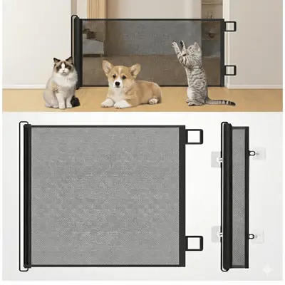 Foto do anúncio: Portão Retrátil Para Pets E Bebês Grade Tela Ajustável