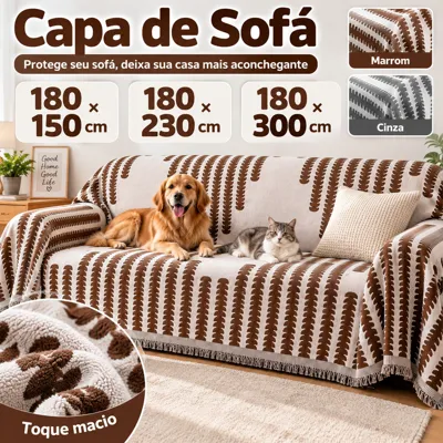 Foto do anúncio: Capa para Sofá Antiderrapante Antirriscos de Gato Manta Protetora Chenille para Pets