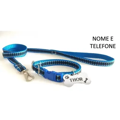 Foto do anúncio: Coleira para cachorro PET NOME GRAVADO + Guia + Plaquinha
