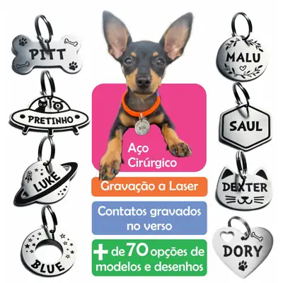 Foto do anúncio: Placa De Identificação Pet / Cachorro / Gato / Gravada Laser
